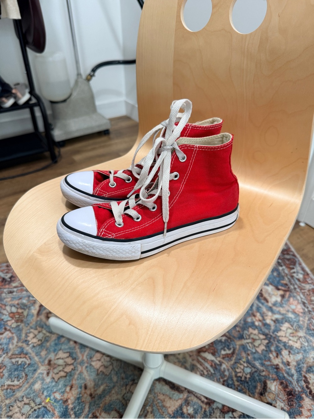 Converse Kids Red High-Top Canvas Sneakers with White Accents